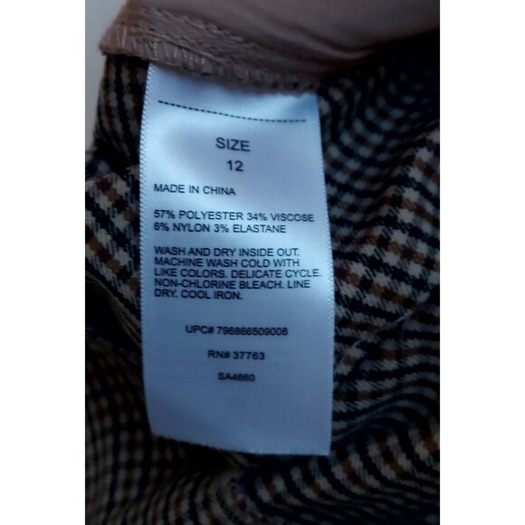 NWT Ladies Rafaella Black/Tan Micro Plaid Straight Hi Rise Dress Pants Size 12 - Picture 5 of 8